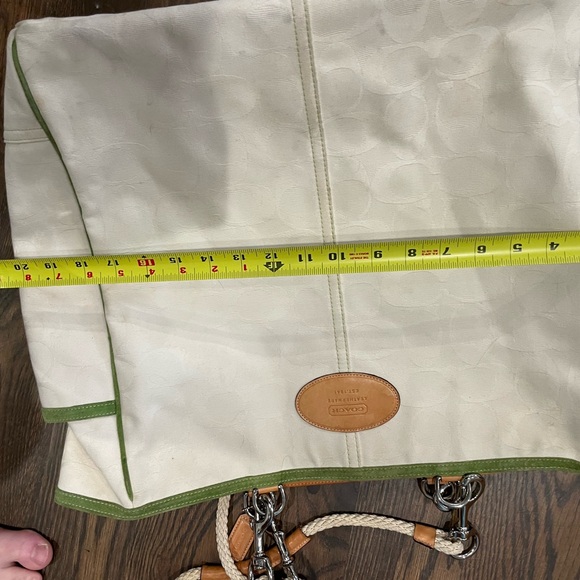 Incredible Reed Krakoff for Coach white leather with green trim large tote. - Picture 3 of 5